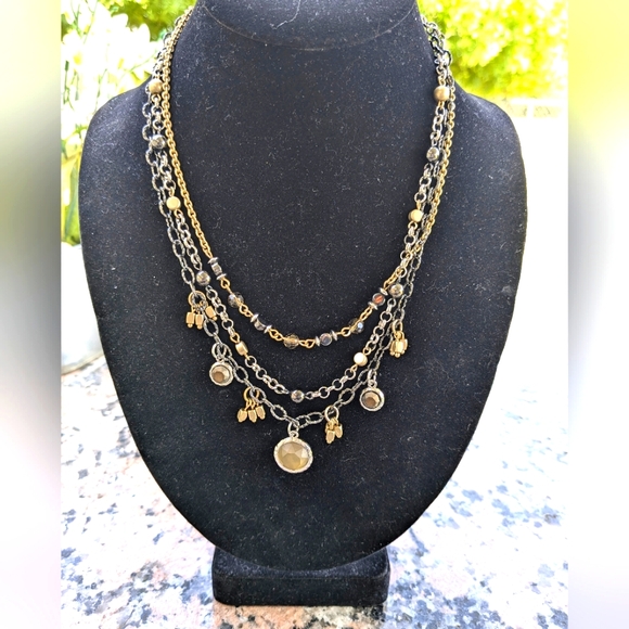 🏷️ LIA SOFIA Statement Necklace 3 Strands/ Separate Or Wear Together - Picture 3 of 6